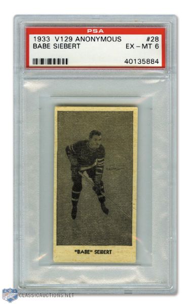 1933-34 Anonymous V129 #28 HOFer Albert "Babe" Siebert RC - Graded PSA 6