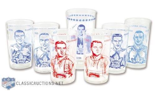 1960s Canadiens and Maple Leafs York Peanut Butter Glass Collection of 7