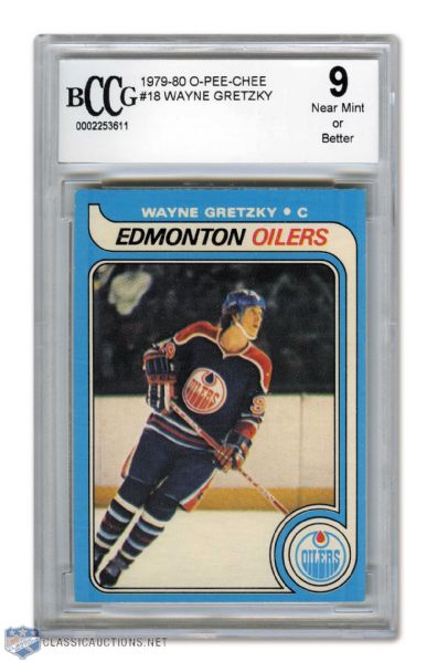 1979-80 O-Pee-Chee #18 HOFer Wayne Gretzky RC - Graded BCCG 9