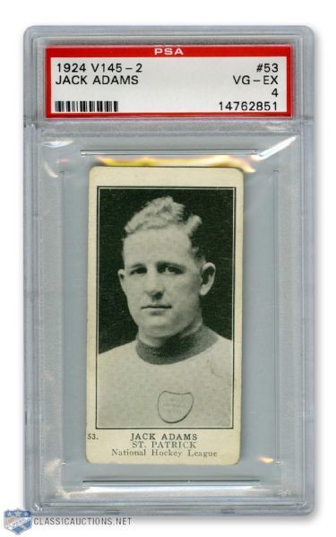 1924-25 William Paterson V145-2 #53 HOFer Jack Adams - Graded PSA 4