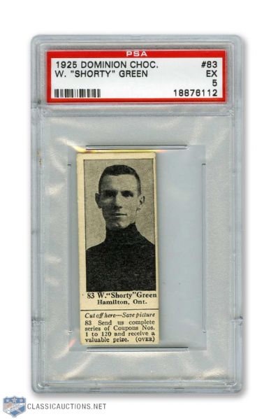 1925 Dominion Chocolate #83 HOFer Wilfred "Shorty" Green - Graded PSA 5