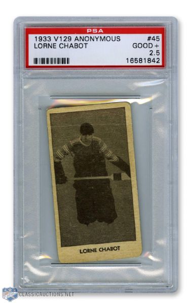 1933-34 Anonymous V129 #45 Lorne "Chabotsky" Chabot RC - Graded PSA 2.5