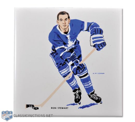 1955-57 Unused Maple Leafs Dixon Pencils (3) and 1962-63 H.M. Cowan/Screenarts Ron Stewart Tile