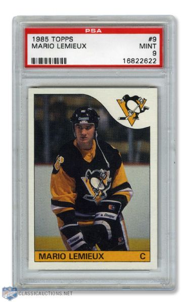 1985-86 Topps #9 HOFer Mario Lemieux RC - Graded PSA 9