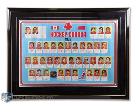 1972 Canada-Russia Series Team Canada Team-Signed Framed Poster by 37 with Orr and Dryden (34" x 46")