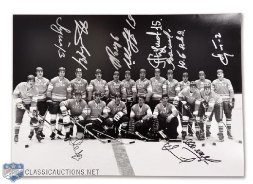 1972 Soviet Union National Team Team-Signed Photo Featuring Tretiak, Yakushev and Mikhailov