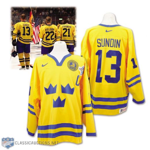Mats Sundins 2004 World Cup of Hockey Team Sweden Game-Worn Captains Jersey
