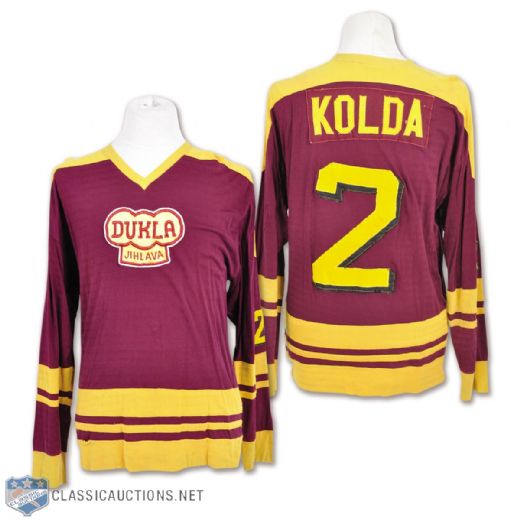 Ladislav Koldas 1987-88 Dukla Jihlava Czech Elite League Game-Worn Jersey