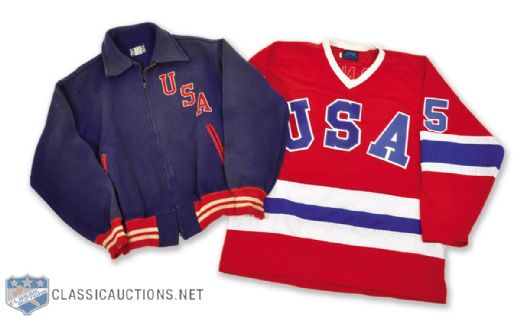Vintage 1960s Team USA Jacket and Team USA Hockey Jersey