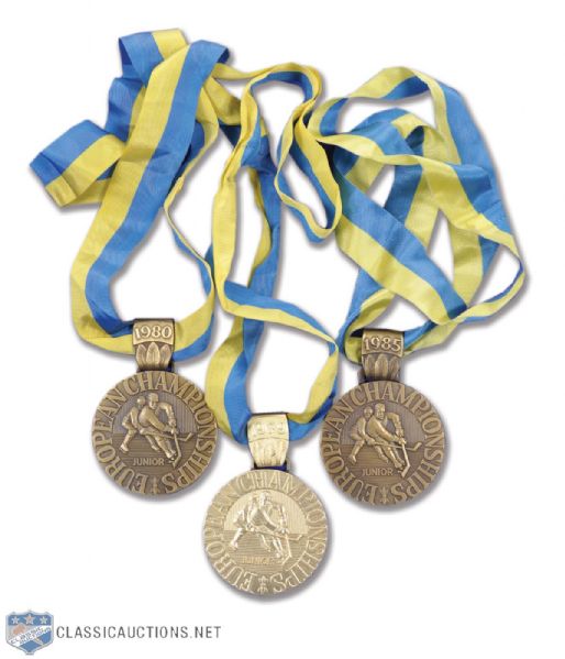 1979-85 IIHF European Junior Hockey Championships Medal Collection of 3