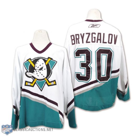 Ilya Bryzgalovs 2005-06 Anaheim Mighty Ducks Game-Worn Rookie Season Jersey with LOA