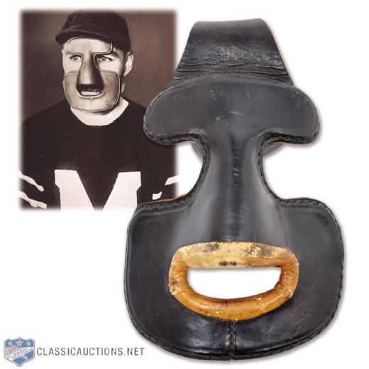Superb 1930s Clint Benedict-Style Spalding Leather Goalie Mask