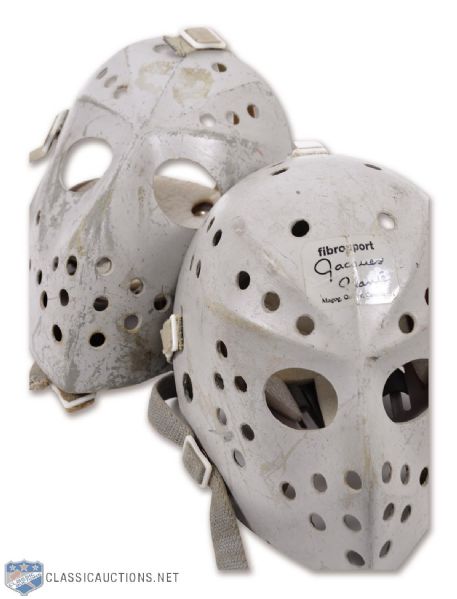 Vintage Jacques Plante Fibrosport Goalie Mask Collection of 2