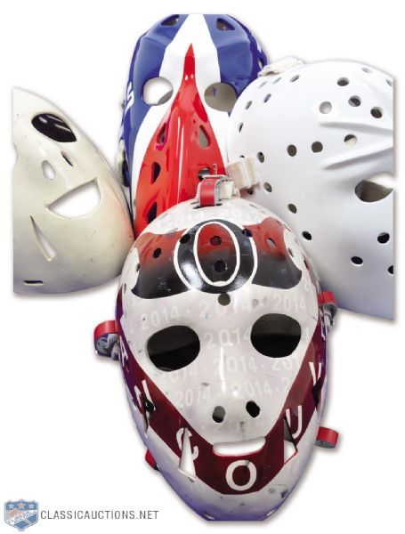 Rogatien Vachon, Gary Smith, Bernie Parent and 2014 Heritage Classic Replica Masks