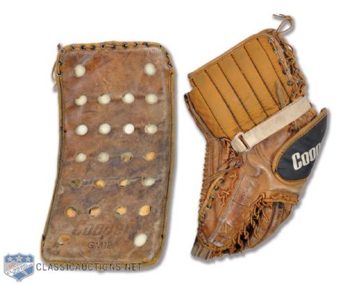 Circa 1973-74 Game-Used Cooper Glove and Blocker Attributed to New Jersey Knights Joe Junkin