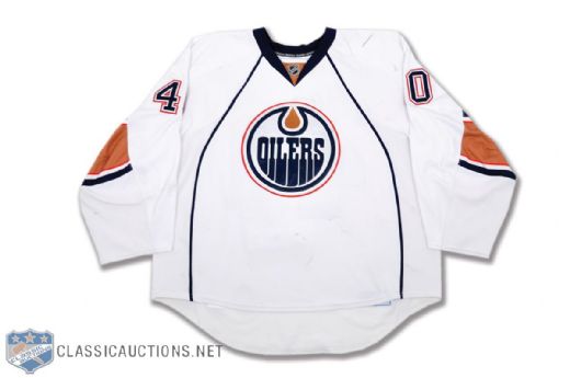 Devan Dubnyks 2009-10 Edmonton Oilers Game-Worn Rookie Season Jersey