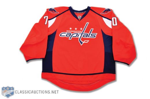 Braden Holtbys 2010-11 Washington Capitals Game-Issued Jersey with LOA