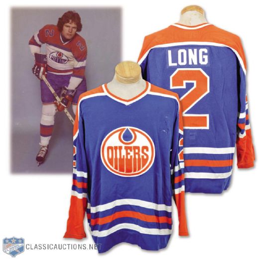 Barry Longs 1975-76 WHA Edmonton Oilers Game-Worn Jersey