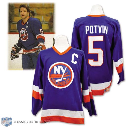 Denis Potvins 1985-87 New York Islanders Game-Worn Captains Jersey - Photo-Matched!