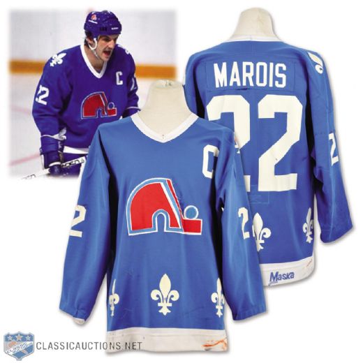 Mario Marois Mid-1980s Quebec Nordiques Game-Worn Captains Jersey - Team Repairs!