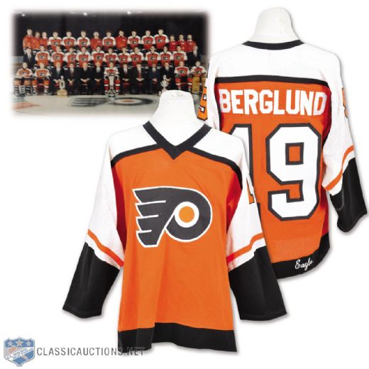 Bo Berglunds 1985-86 Philadelphia Flyers Game-Worn Jersey with LOA - Lindbergh Patch!