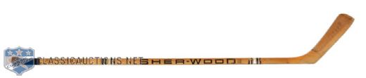 Dave Keons 1975-76 Minnesota Fighting Saints Signed Sher-Wood Game-Used Stick