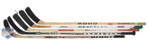 Potvins, Hatchers (2), Hamrliks and Ozolinshs Great Defensemen Game-Used Sticks