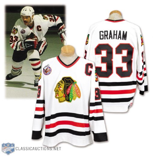Dirk Grahams 1992-93 Chicago Black Hawks Game-Worn Captains Jersey with Stanley Cup Centennial Patch
