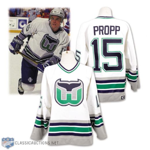 Brian Propps 1993-94 Hartford Whalers Game-Worn Jersey - Photo-Matched!