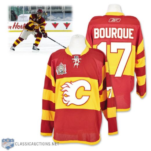 Rene Bourques 2011 Winter Classic Calgary Flames Game-Worn Jersey with LOA
