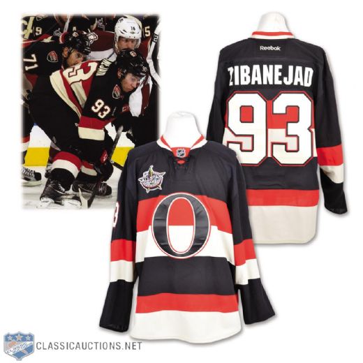 Mika Zibanegads 2011-12 Ottawa Senators Game-Worn Heritage Jersey with LOAs