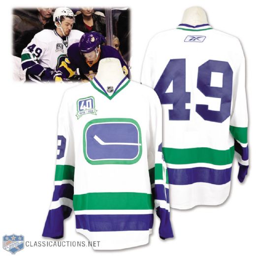 Alexandre Bolducs 2010-11 Vancouver Canucks 40th Anniversary Game-Worn Home Opener Jersey with LOA