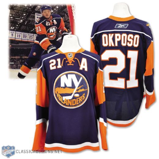 Kyle Okposos 2009-10 New York Islanders Game-Worn Alternate Captains Jersey with LOA