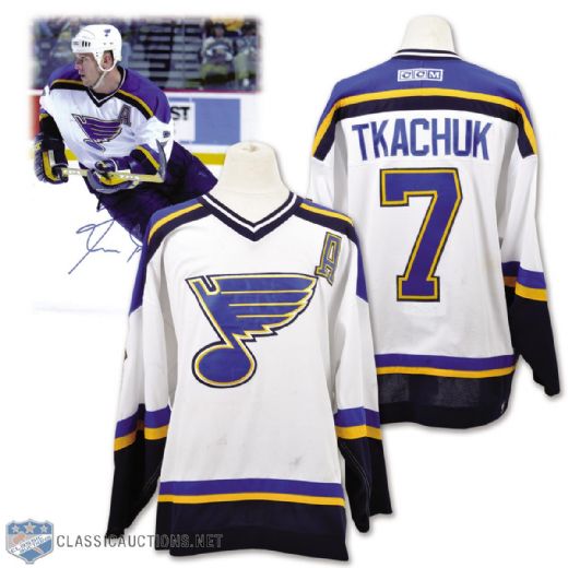 Keith Tkachuks 2003-04 St. Louis Blues Game-Worn Alternate Captains Playoffs Jersey with LOA