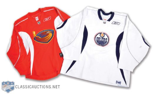 Edmonton Oilers and Atlanta Thrashers Practice-Worn Jerseys (2)