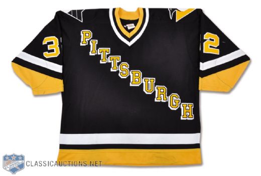 Peter Taglianettis 1993-94 Pittsburgh Penguins Game-Worn Jersey - Team Repairs!