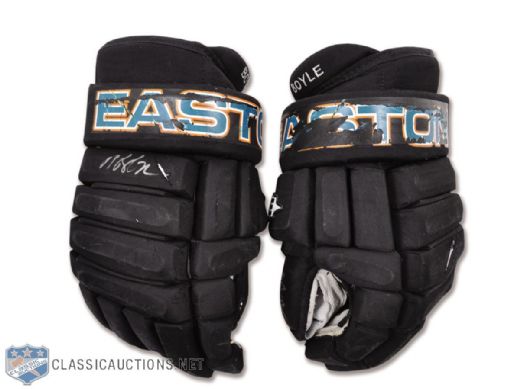 Dan Boyles 2010s San Jose Sharks Signed Easton Game-Used Gloves - Photo-Matched!