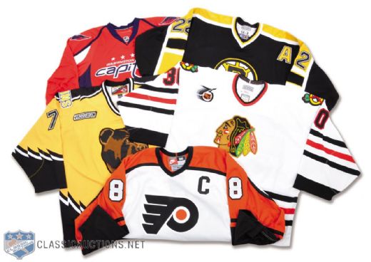 Bourque, Lindros, Belfour and Others Pro Replica Jersey Collection of 5