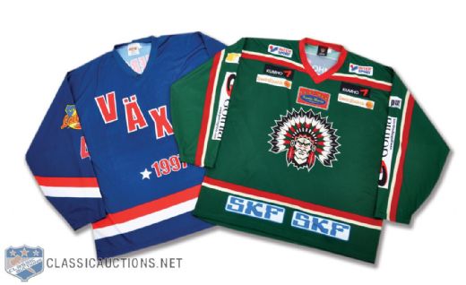 Collection of 7 KHL and Swedish Authentic Hockey Jerseys