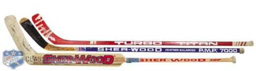 Chris Chelios, Petr Svoboda and Jose Theodore Montreal Canadiens Game-Used Sticks