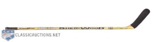 Vincent Damphousses 1998-99 San Jose Sharks Game-Used Stick from 1,000th NHL Game