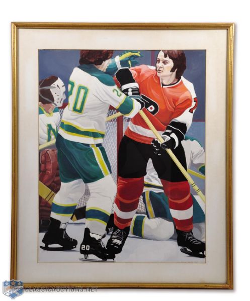 Bill Barber 1975 Philadelphia Flyers Framed Original Artwork (25 1/2" x 31")