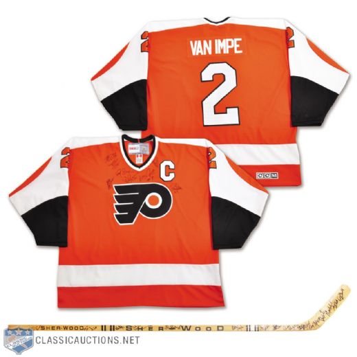 Ed Van Impes Philadelphia Flyers Multi-Signed Jersey and Back-to-Back Stanley Cup Champions