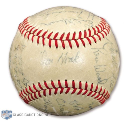 1953 Montreal Royals Team-Signed Baseball by 24 with HOFers Alston, Williams and Lasorda