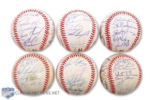 Montreal Expos 1995-1999 Team-Signed Baseball Collection of 6