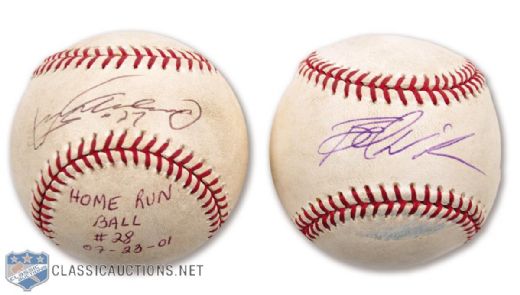 Vladimir Guerreros 2001 Signed Home Run Ball and Brad Wilkersons 2002 Signed Home Run Ball