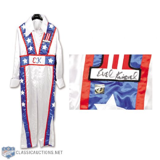 Evel Knievel Motorcycle Daredevil Autographed Full-Size Replica Jump Suit with LOA