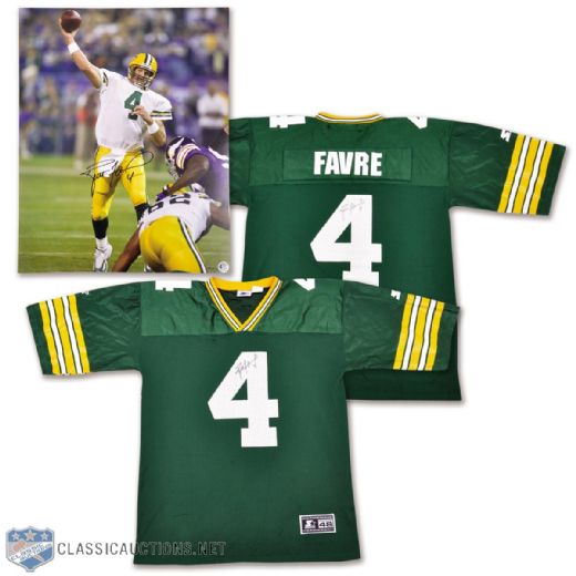 Brett Favre Double-Signed Green Bay Packers Jersey and Signed Photo (16" x 20") Favre Authentic COA