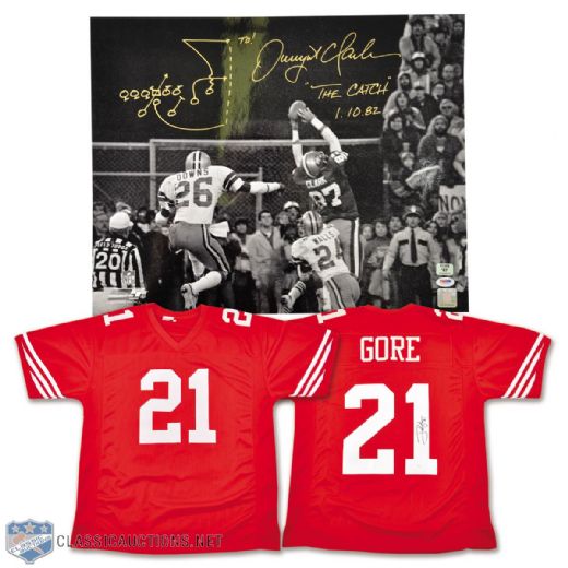 Dwight Clark Signed "The Catch" Photo (16" x 20") PSA/DNA and Frank Gore Signed Jersey JSA