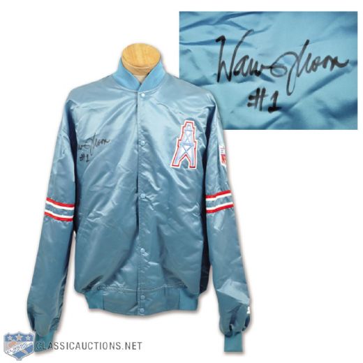 Warren Moon Vintage-Signed 1980s Houston Oilers Jacket